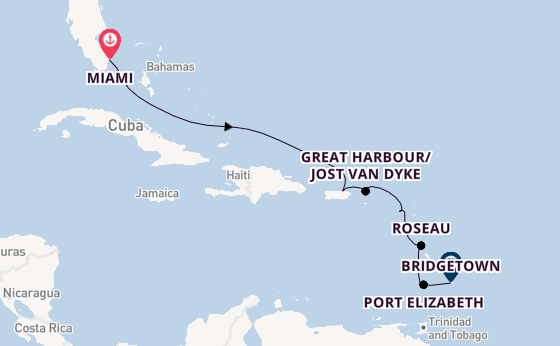 Caribbean vanaf Miami, Verenigde Staten met de Seabourn Ovation