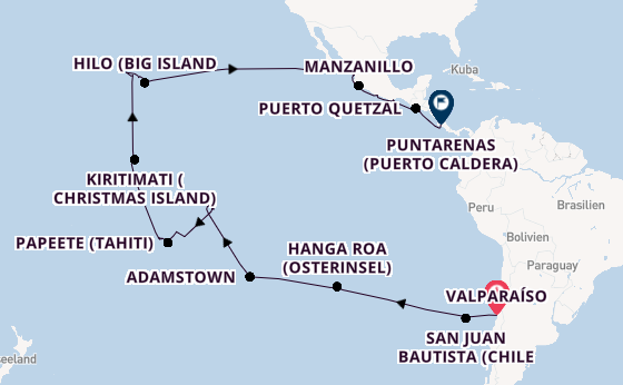 Polynesien ab Valparaíso, Chile auf der MS Hamburg