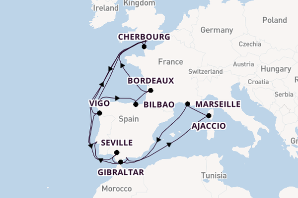 Western Mediterranean from Southampton, England with the Sky Princess 