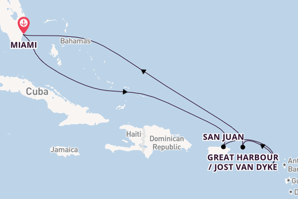 Caribbean from Miami, Florida, USA with the Seabourn Quest