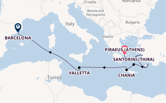 Eastern Mediterranean from Piraeus (Athens), Greece with the Celebrity Xcel