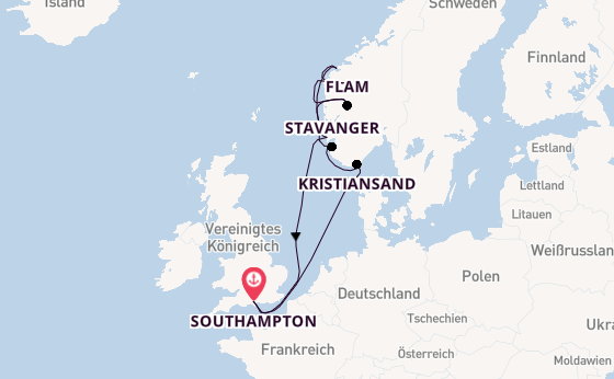 Norwegen ab Southampton, Großbritannien auf der Celebrity Apex