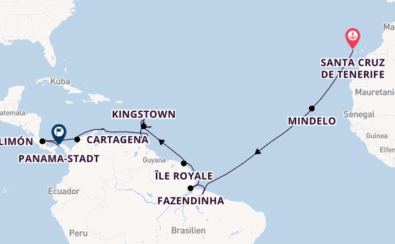 Südliche Karibik ab Santa Cruz de Tenerife, Spanien auf der VASCO DA GAMA