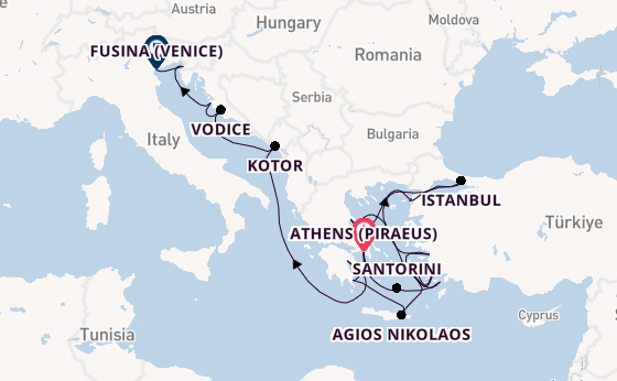 Eastern Mediterranean from Athens (Piraeus), Greece with the Seabourn Ovation 