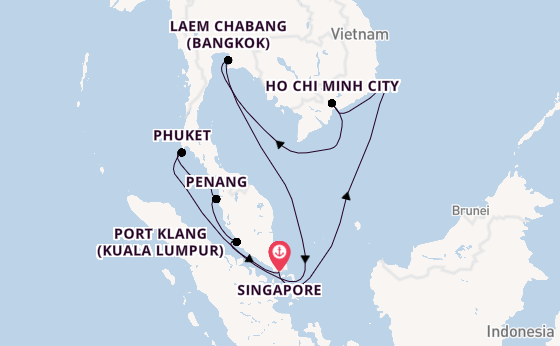 South East Asia from Singapore, Singapore with the Diamond Princess