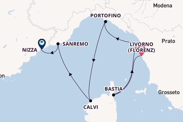 Westliches Mittelmeer ab Livorno (Florenz), Italien auf der SEA CLOUD SPIRIT