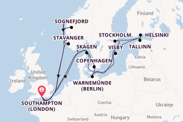 British Isles from Southampton (London), England, United Kingdom with the Sky Princess 