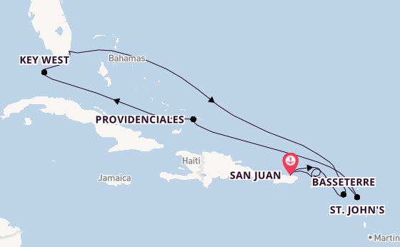 Caribbean vanaf San Juan, Puerto Rico met de EXPLORA III
