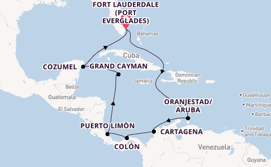 Caribbean from Fort Lauderdale (Port Everglades), Florida, USA with the Caribbean Princess