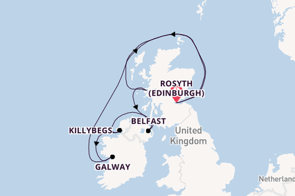 British Isles from Rosyth (Edinburgh), Scotland with the Balmoral