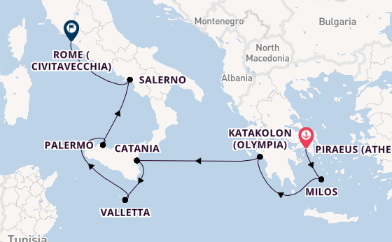 Mediterranean from Piraeus (Athens), Greece with the Allura