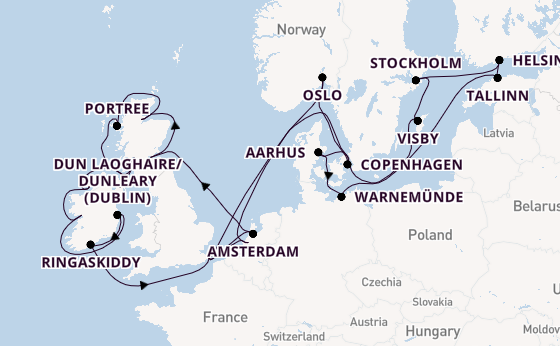 British Isles from London (Dover), England, United Kingdom with the Nieuw Statendam