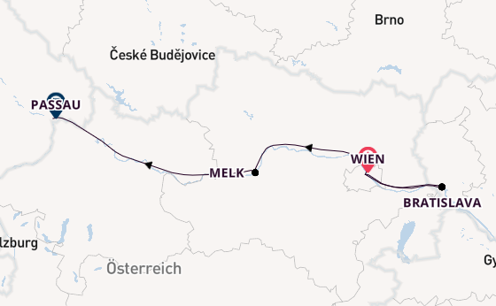 Donau ab Wien, Österreich auf der BELLEJOUR