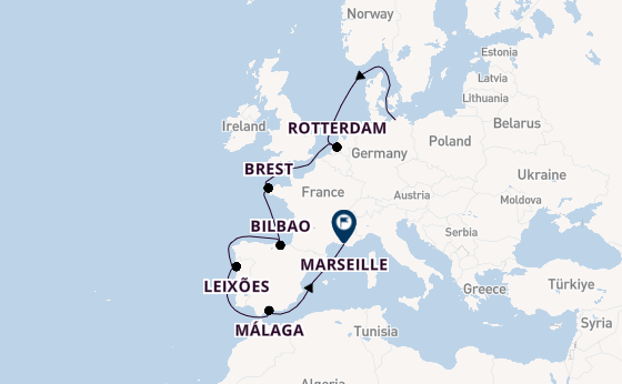 Westelijke Middellandse Zee vanaf Rostock, Warnemünde, Duitsland met de MSC Magnifica