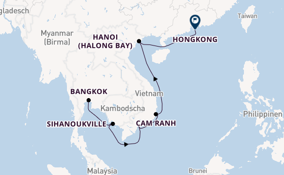 Südostasien ab Bangkok, Thailand auf der Riviera