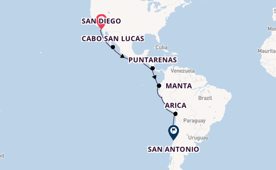 South America from San Diego, California, USA with the Nieuw Amsterdam