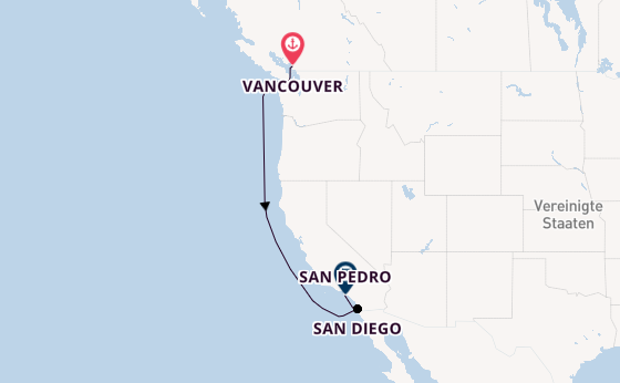 USA Westküste ab Vancouver, Kanada auf der Coral Princess