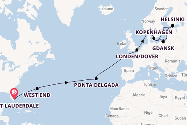 trans-Atlantisch vanaf Fort Lauderdale, Verenigde Staten met de Caribbean Princess