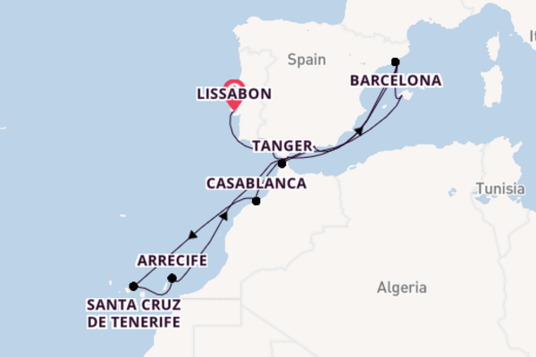 Westelijke Middellandse Zee vanaf Lissabon, Portugal met de EXPLORA II