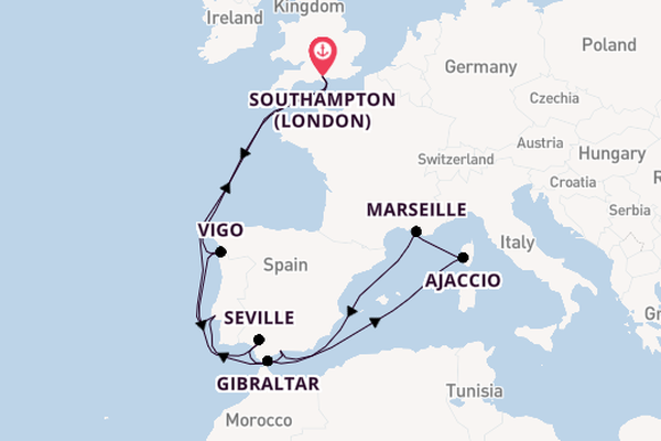 Western Mediterranean from Southampton (London), England, United Kingdom with the Sky Princess 