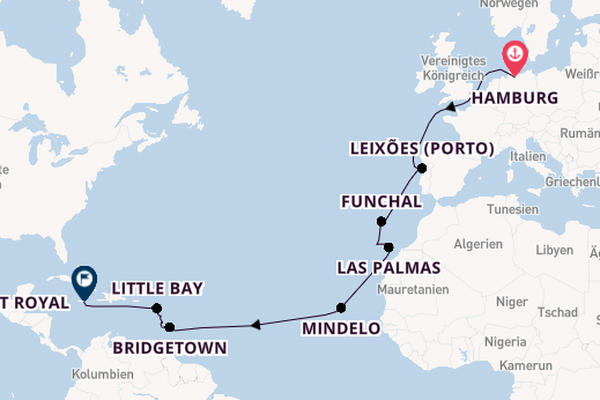 Karibik ab Hamburg, Deutschland auf der VASCO DA GAMA