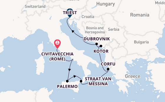 Middellandse Zee vanaf Civitavecchia (Rome), Italië met de Oosterdam