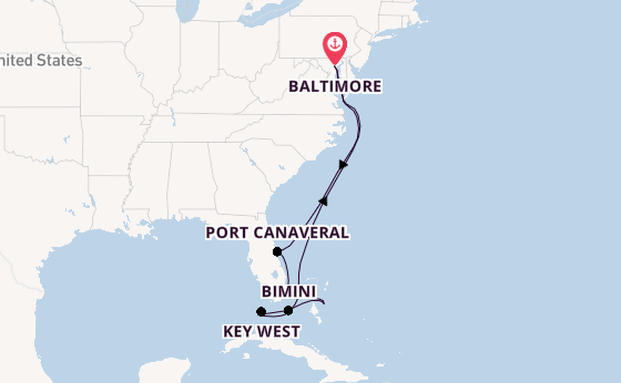 Amerikaanse Oostkust vanaf Baltimore, Verenigde Staten met de Vision of the Seas