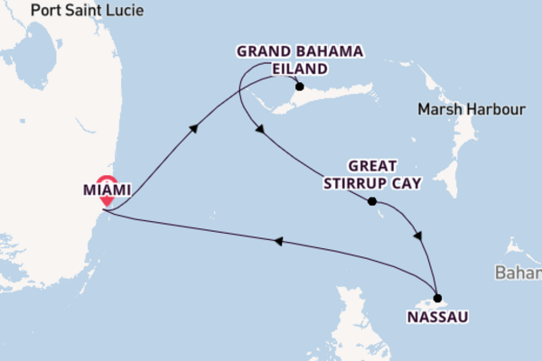 Cruise naar Miami via Grand Bahama eiland