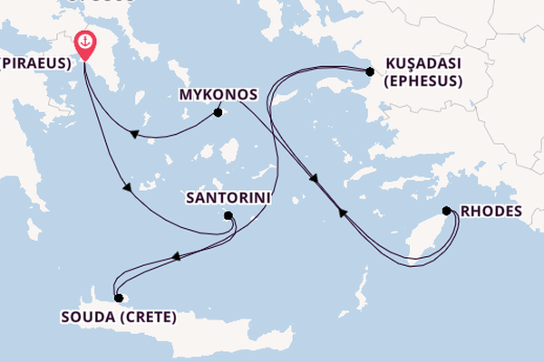 Eastern Mediterranean from Athens (Piraeus), Greece with the Oosterdam