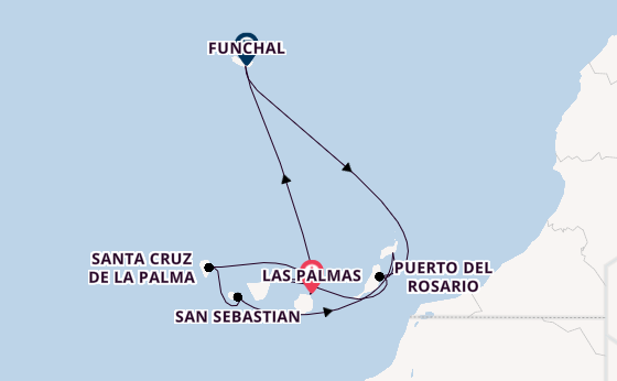 Canarische Eilanden vanaf Las Palmas, Gran Canaria, Spanje met AIDAmar