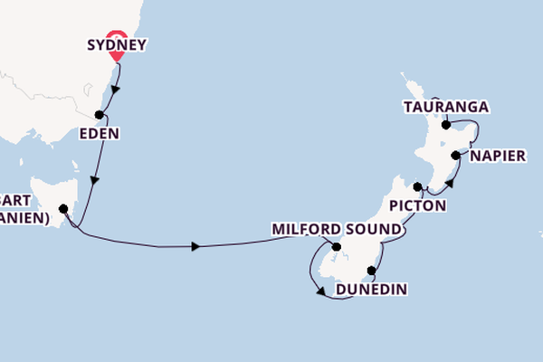 Neuseeland ab Sydney, Australien auf der Azamara Pursuit