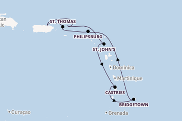 8daagse cruise naar Castries