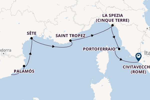Westelijke Middellandse Zee vanaf Barcelona, Spanje met de Seven Seas Grandeur