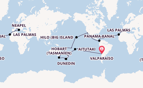 Weltreise ab Valparaíso, Chile auf der MSC Magnifica