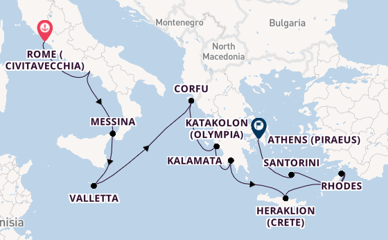 Mediterranean Sea from Rome (Civitavecchia), Italy with the Viking Vela