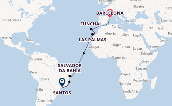 Transatlantic from Barcelona, Spain with the MSC Virtuosa