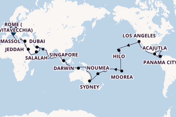 World Cruise from Miami, Florida with the Seven Seas Splendor