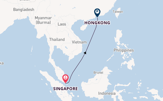 China vanaf Singapore, Singapore met de Queen Elizabeth