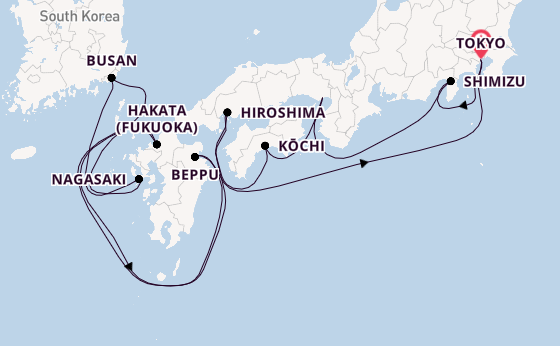 Japan from Tokyo, Japan with the Seven Seas Splendor