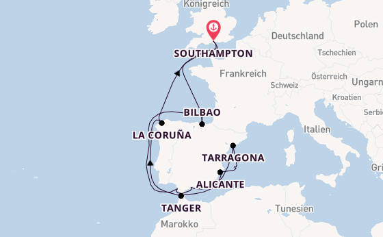 Westliches Mittelmeer ab Southampton, Großbritannien auf der MSC Meraviglia