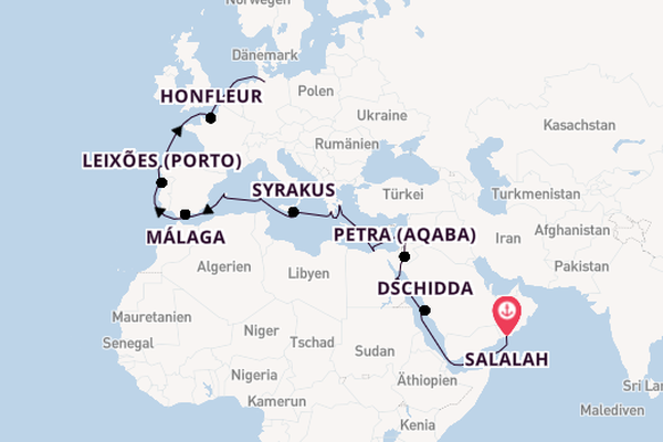 Mittelmeer ab Salalah, Oman auf der VASCO DA GAMA
