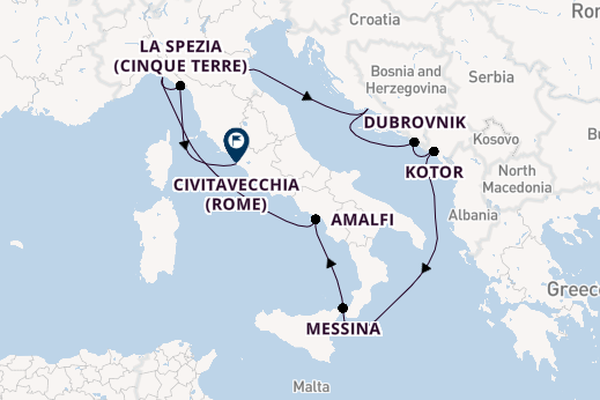 Middellandse Zee vanaf Ravenna, Italië met de Celebrity Constellation