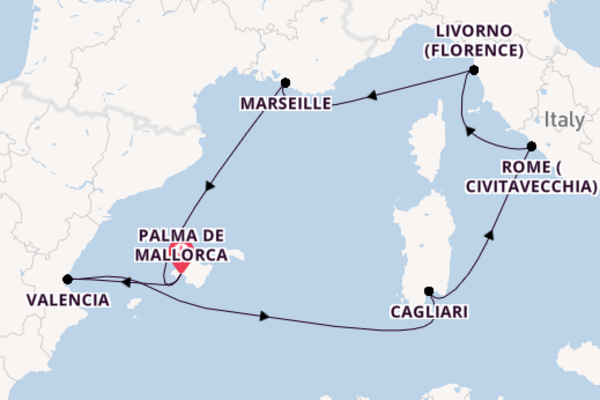 Western Mediterranean from Palma de Mallorca, Spain with the MSC Lirica