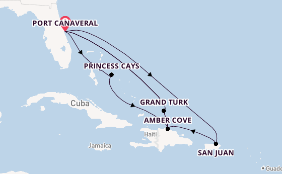Caribbean vanaf Port Canaveral, Verenigde Staten met de Caribbean Princess
