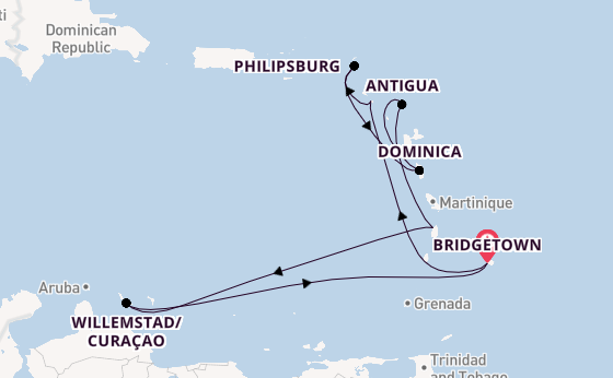 Southern Caribbean from Bridgetown, Barbados with the Arvia