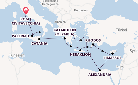 Mittelmeer ab Civitavecchia (Rom), Italien auf der Allura 