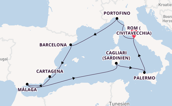 Westliches Mittelmeer ab Civitavecchia (Rom), Italien auf der Celebrity Ascent