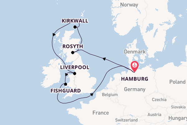 Verenigd Koninkrijk vanaf Hamburg, Duitsland met de HANSEATIC nature