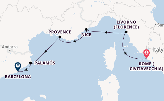 Western Mediterranean from Rome (Civitavecchia), Italy with the Azamara Journey