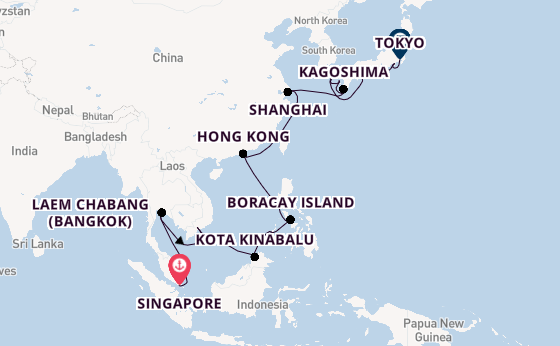 Japan from Singapore, Singapore with the Noordam